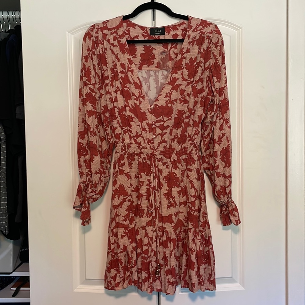 Ninette Printed Ruffle Dress - Flowy Casual Mini Dress